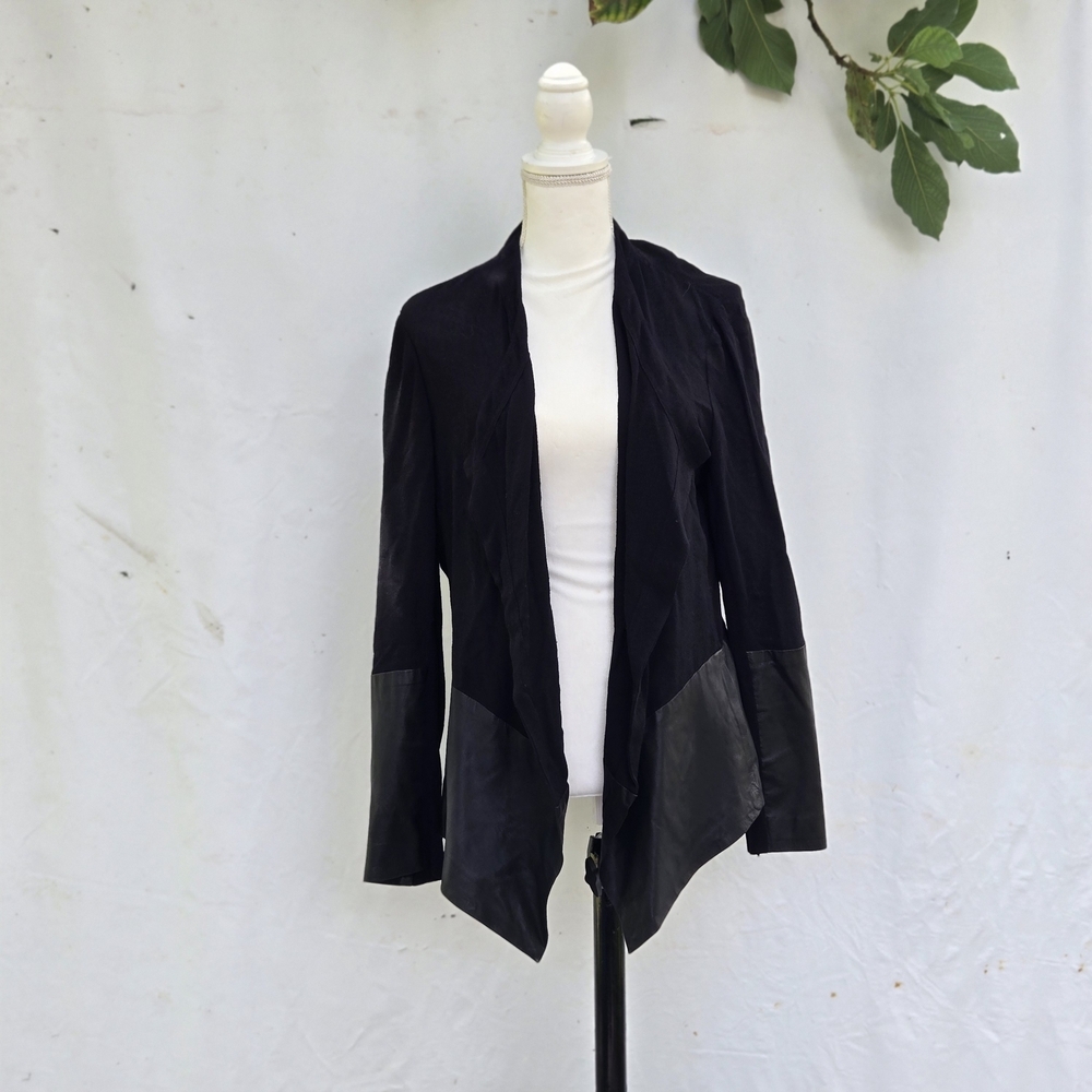 Pure DKNY Chic Black Women's Tunic with Leather Accents